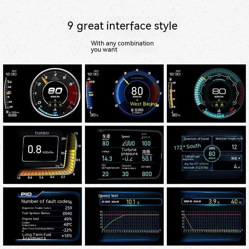 OBDII vehicle monitor driving computer with TFT colour screen showing engine diagnostics