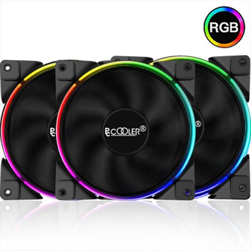 Three black 120mm fully addressable RGB PC case fans with hydraulic bearings for computer cooling