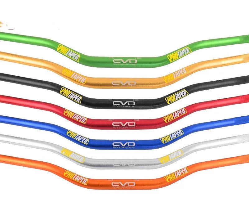 Scrambling Motorcycle PRO aluminium alloy handlebar with orange EVO handle, showing 80cm width.