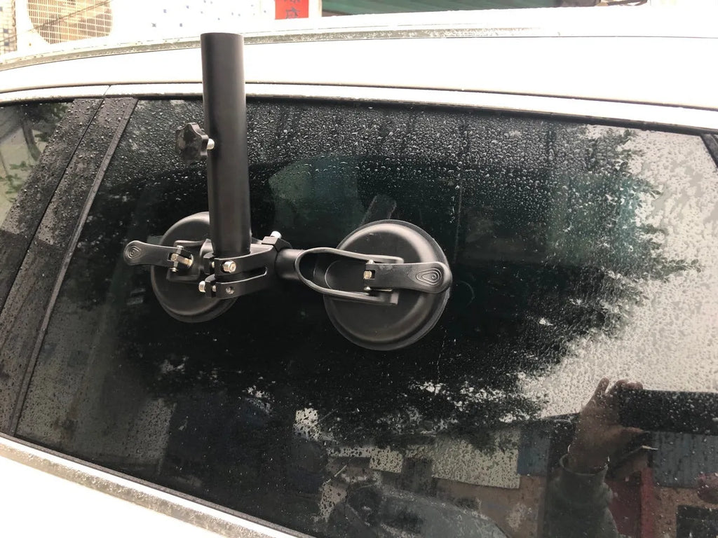 Black ABS plastic off-road car sucker base with round rubber disc for glass mounting