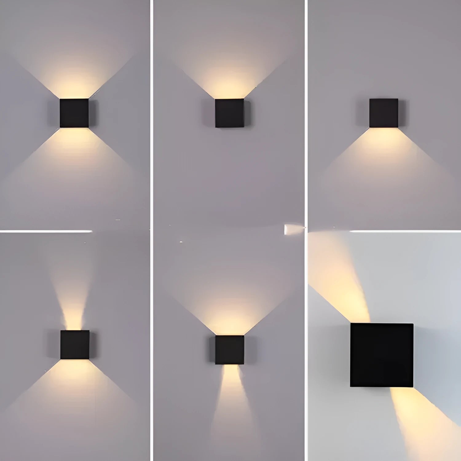 Black, grey, or white aluminium alloy indoor corridor wall lamp with 100mm cubic size.