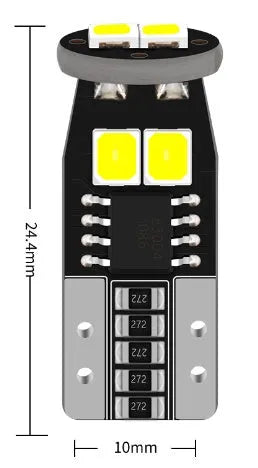 Small 10mm LED car light for license plate illumination, white 6000K light.