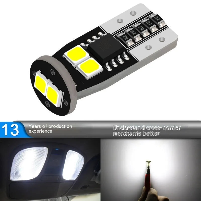 Small 10mm LED car light for license plate illumination, white 6000K light.