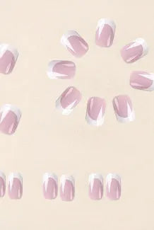 White plaid pattern false nail tips 24 pieces in box