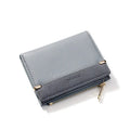 Open view of a ladies PU leather zipper wallet showing multiple card slots, a bill holder, and a change compartment.