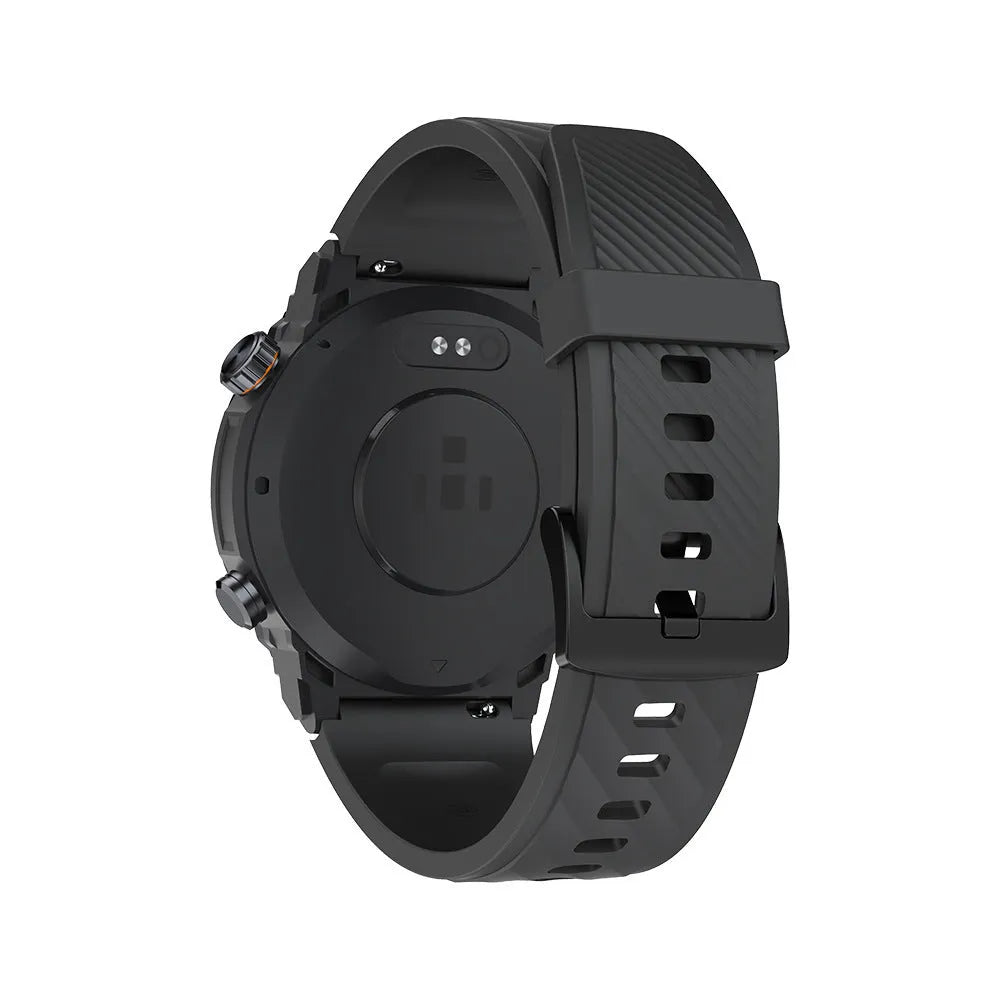MG02 smart watch in black, khaki, or silver orange on wrist showing health stats.