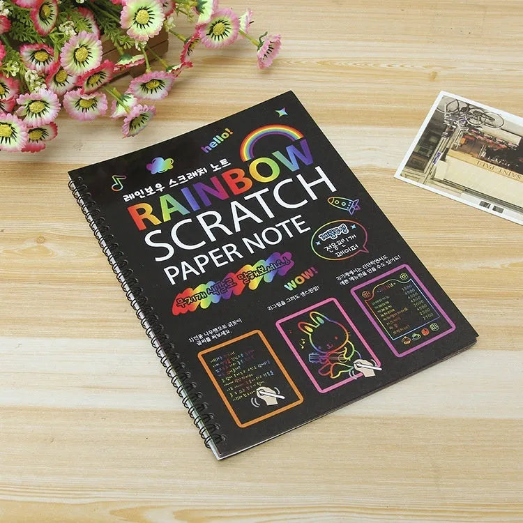 Children's large 26x19cm scratch art paper for DIY creative painting and puzzle scraping activities