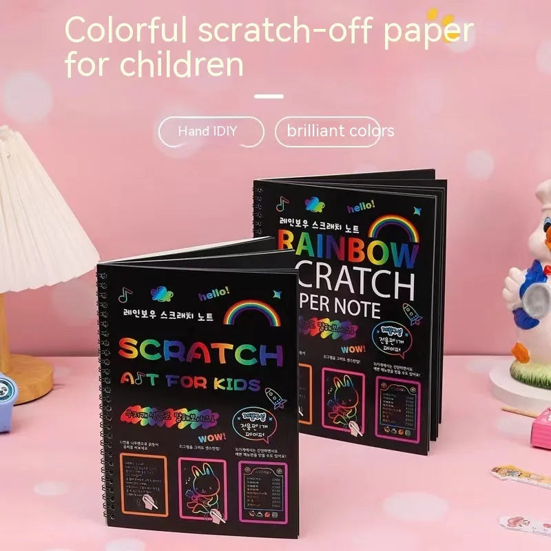 Children's large 26x19cm scratch art paper for DIY creative painting and puzzle scraping activities