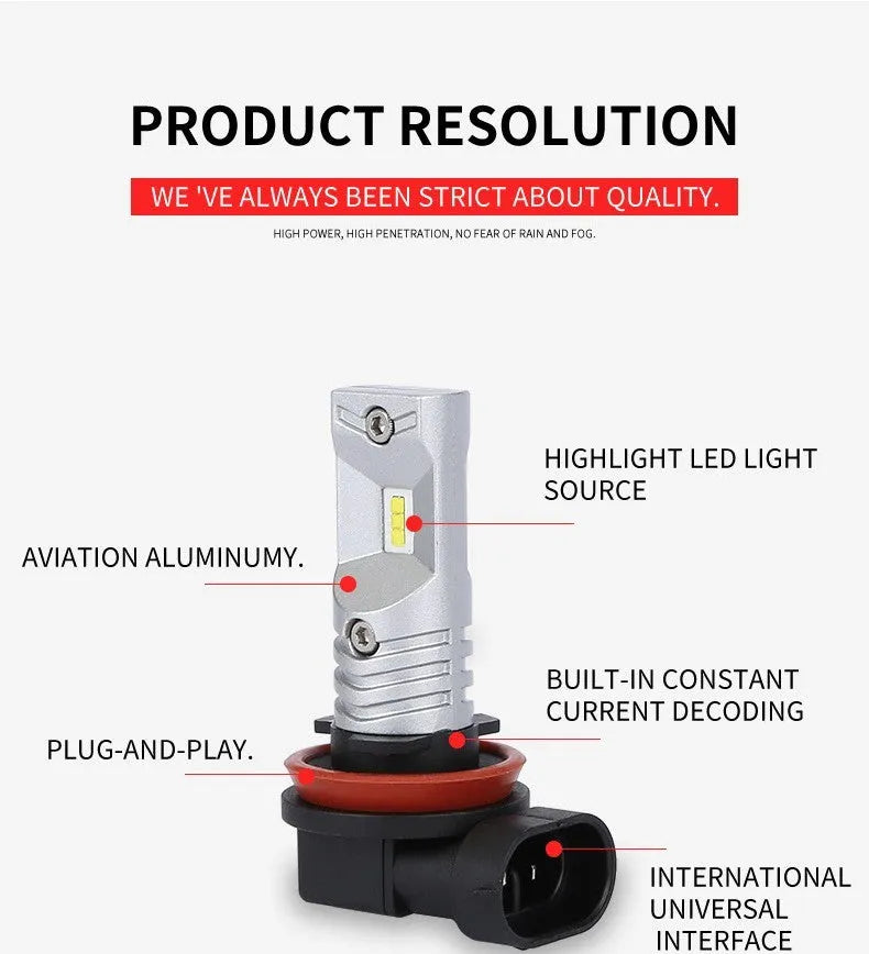 H11 H8 CSP LED front fog lamp with aviation aluminium housing and 6 LED chips