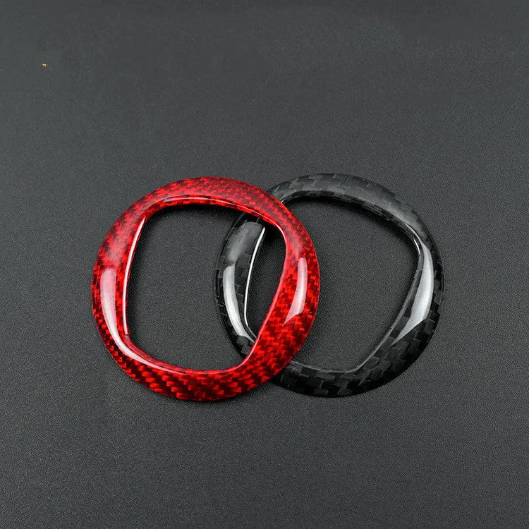 Carbon fibre steering wheel decorative sticker in black and red colour options