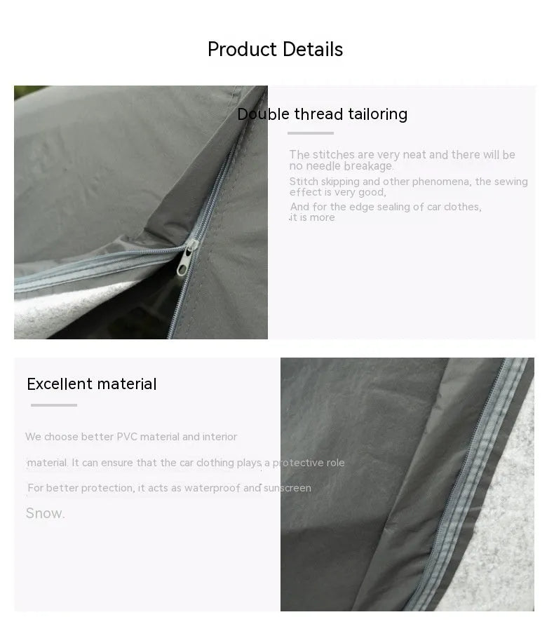 Grey PVC car cover for Volkswagen vehicles with rainproof sun protection