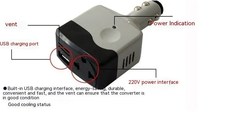 011C car power transformer with cigarette lighter adapter and USB output port