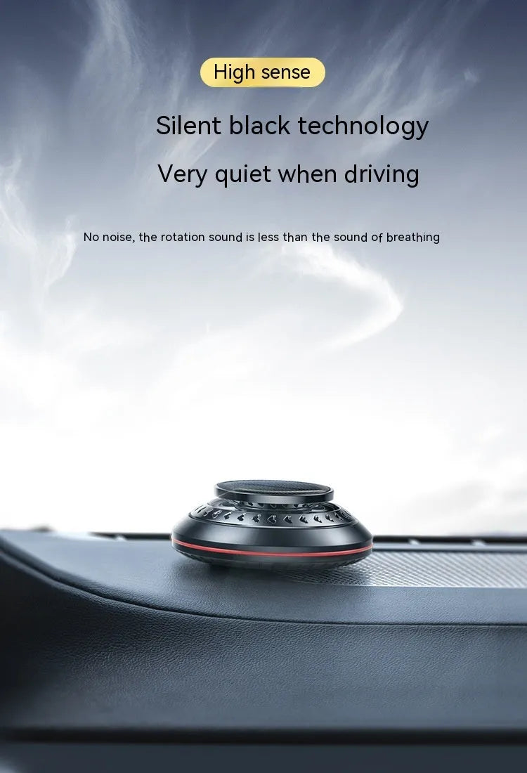 Solar car air purifier diffuser with aluminium alloy housing in black, red, or silver colour options