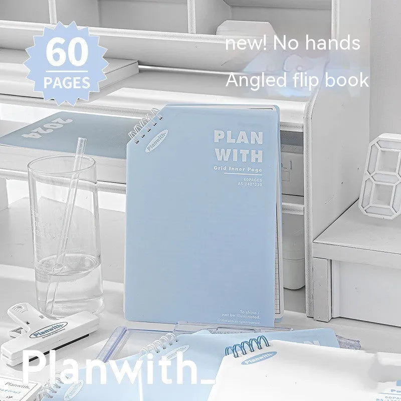 Oblique Angle Book Series Artsy Ins Style notebook in A5 or B5 size with white or plaid blue cover