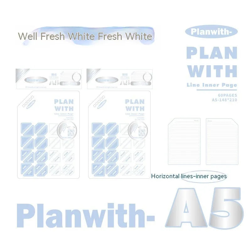 Oblique Angle Book Series Artsy Ins Style notebook in A5 or B5 size with white or plaid blue cover