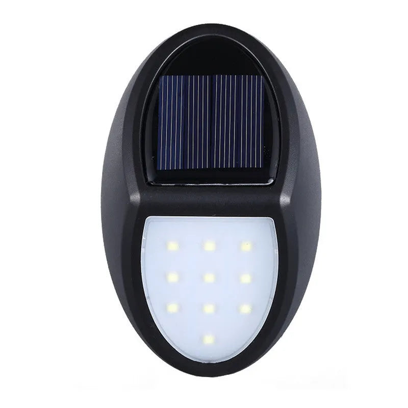 Black solar-powered LED wall light with solar panel and motion sensor