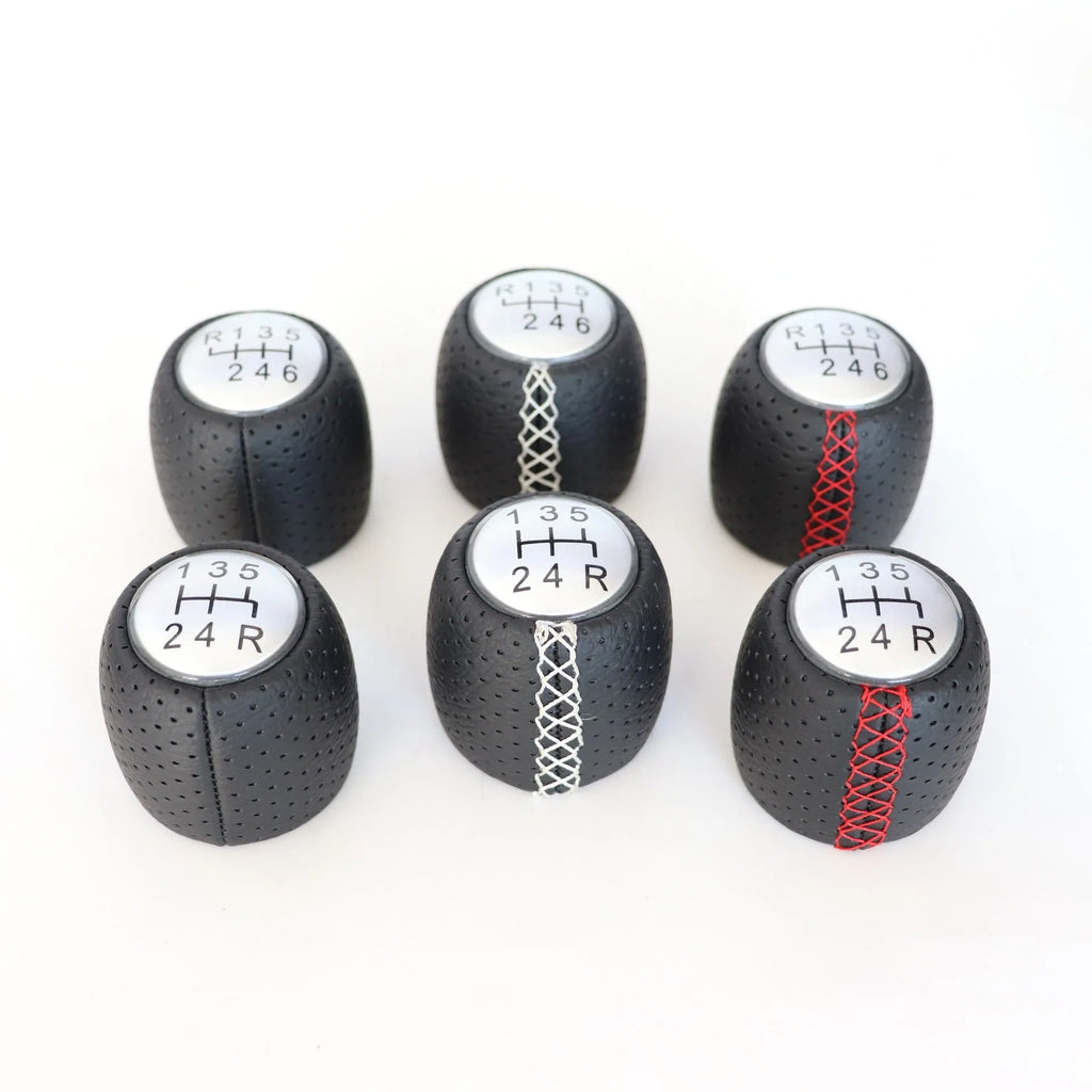 Alpha model handball gear with wrapped perforated PU leather in black, red, and white line options