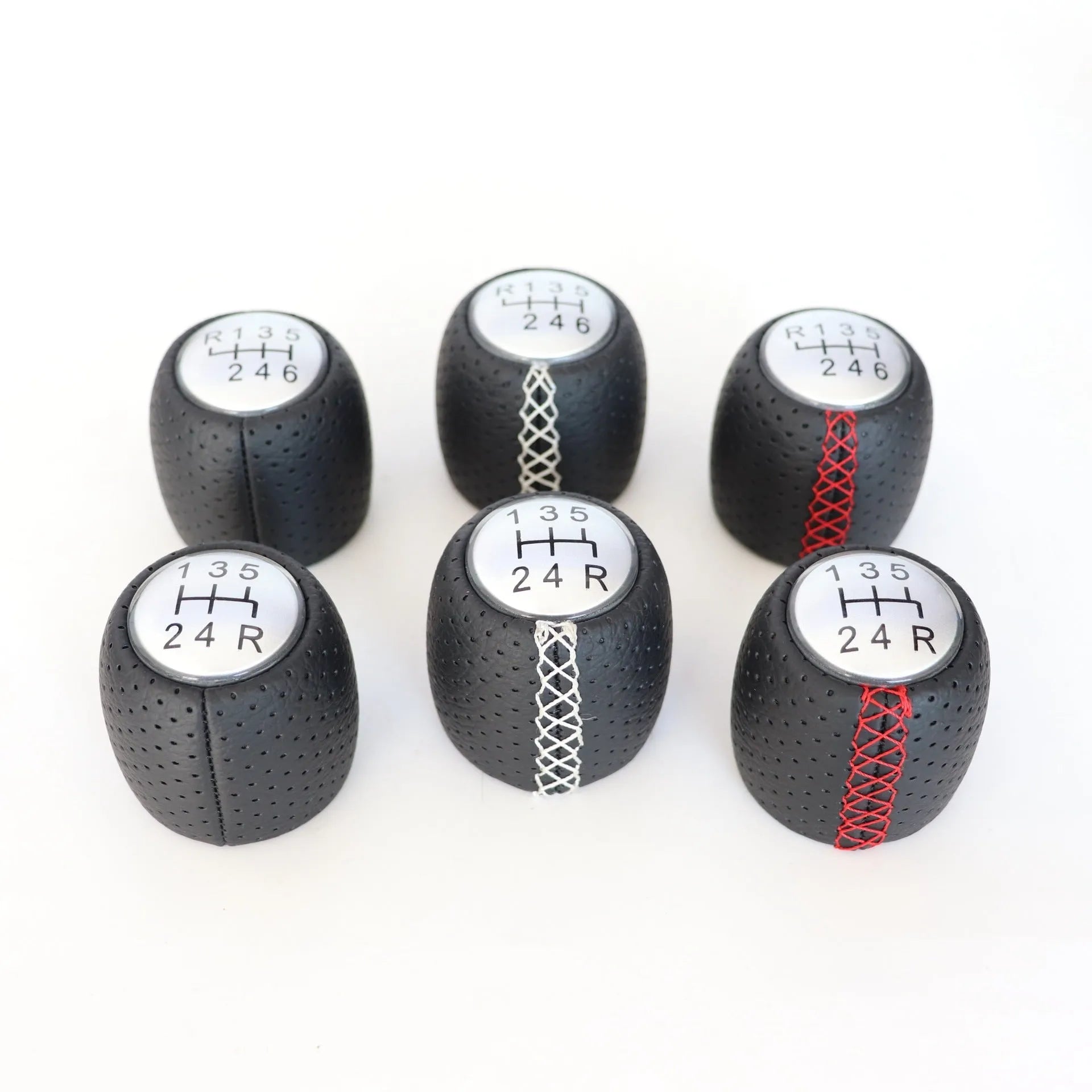 Alpha model handball gear with wrapped perforated PU leather in black, red, and white line options