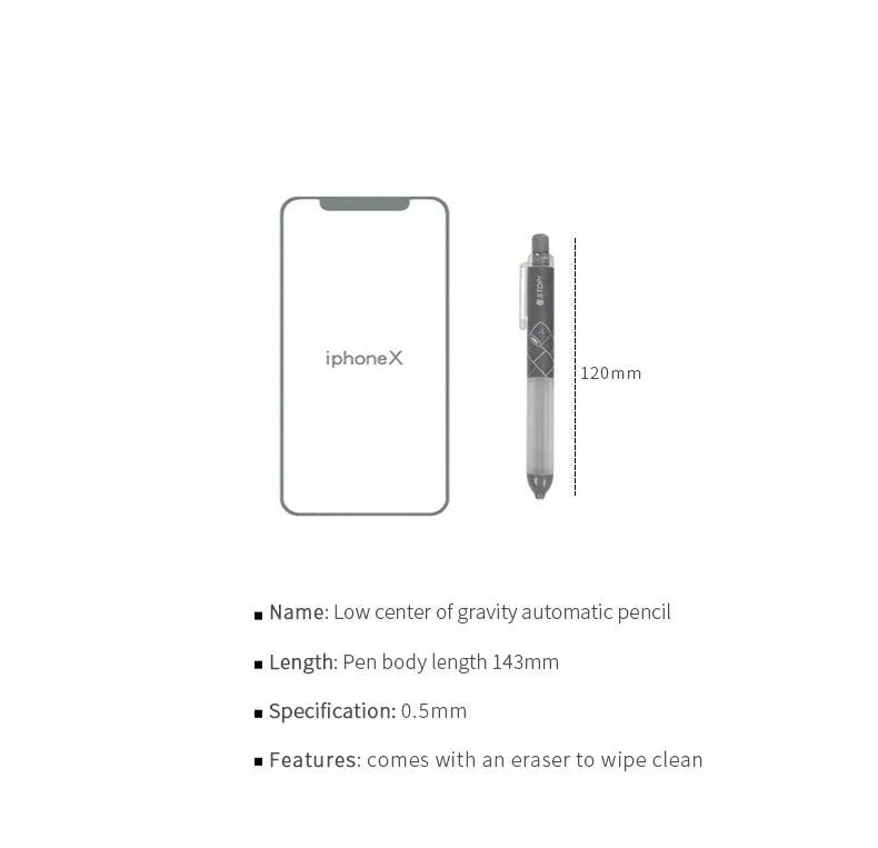 0.5mm automatic pencil with cloud grip in black and white colours