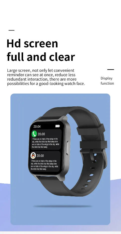 Smart health watch with colour screen on a black mesh metal strap, showing heart rate and step data.