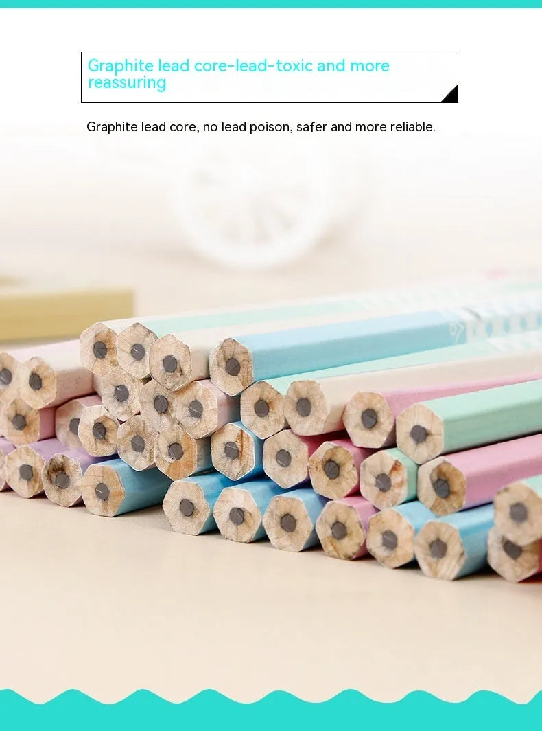 Barrel of 50 natural basswood hexagonal pencils with HB graphite leads for writing and drawing.