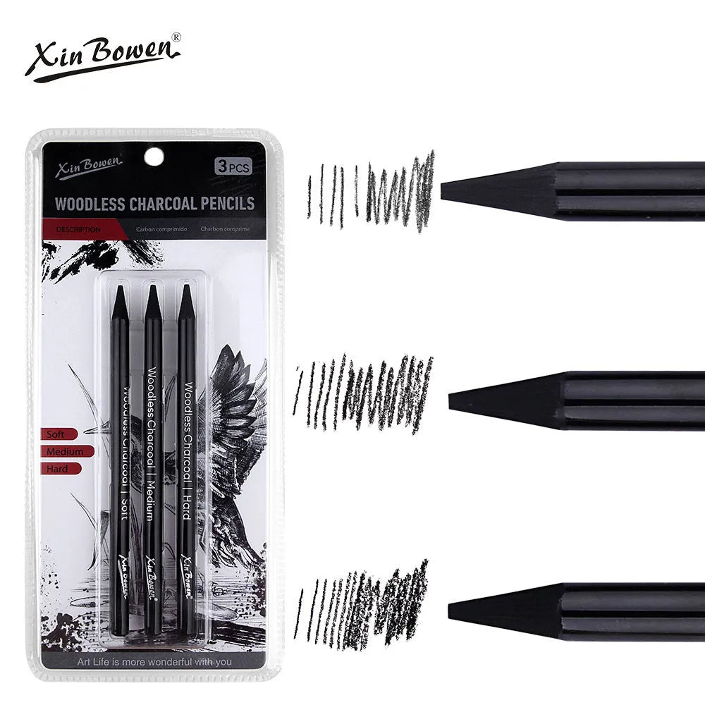 Wood-free graphite sketching pencil set with six different grade pencils for art drawing