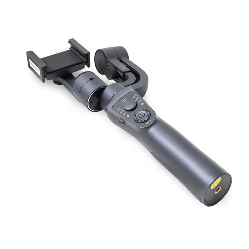 Black three-axis handheld gimbal stabilizer with tripod and protective cases