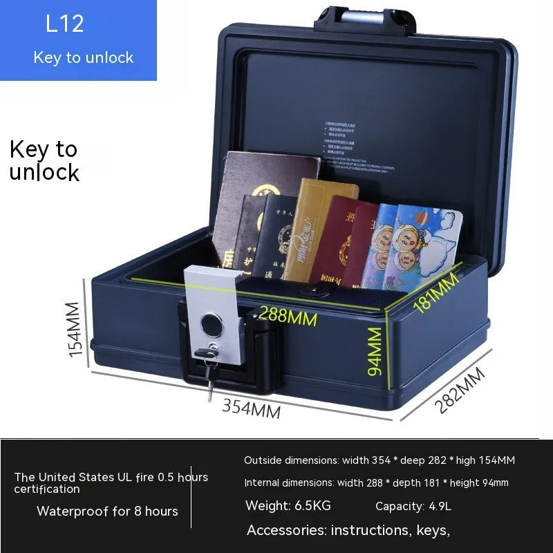 Portable small safe with mechanical combination lock in grey steel construction