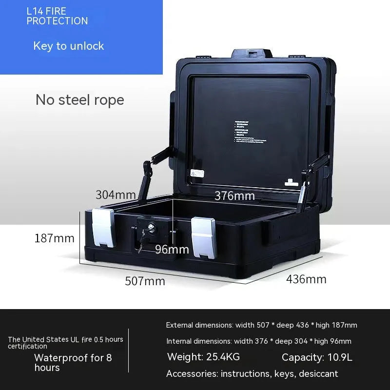 Portable small safe with mechanical combination lock in grey steel construction