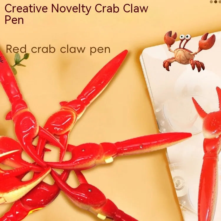 Crab-themed novelty ballpoint pen showing its pressing can clip mechanism