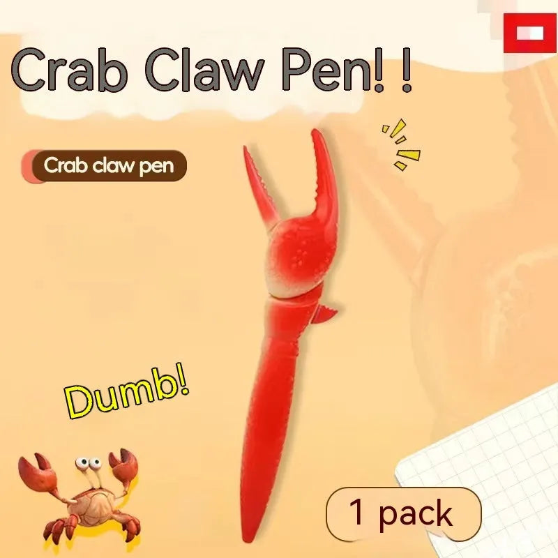 Crab-themed novelty ballpoint pen showing its pressing can clip mechanism