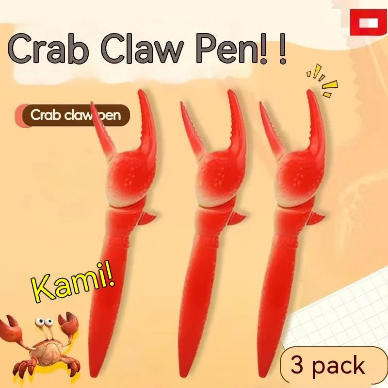 Crab-themed novelty ballpoint pen showing its pressing can clip mechanism