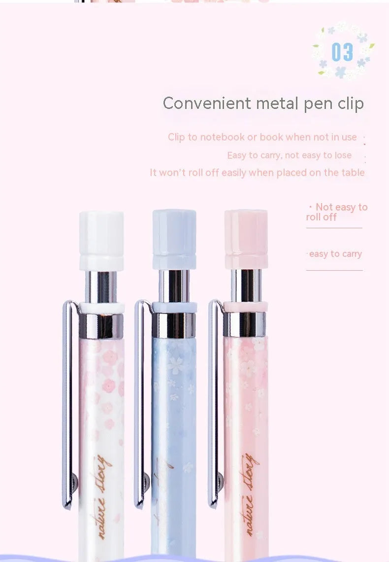 Set of three cartoon-design 0.5mm automatic pencils with boxes of HB refills.