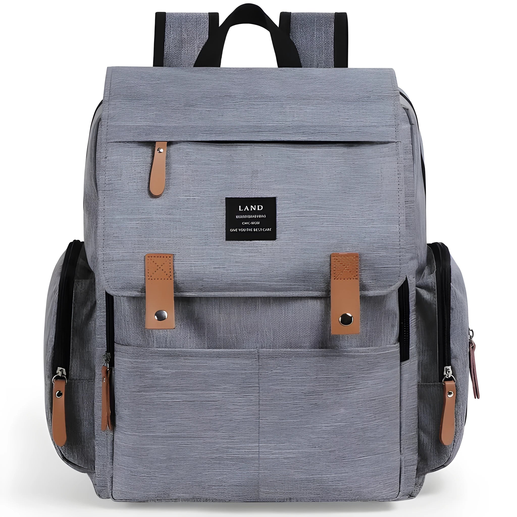 LAND Mommy large capacity oxford cloth diaper backpack with changing mat in grey colour.