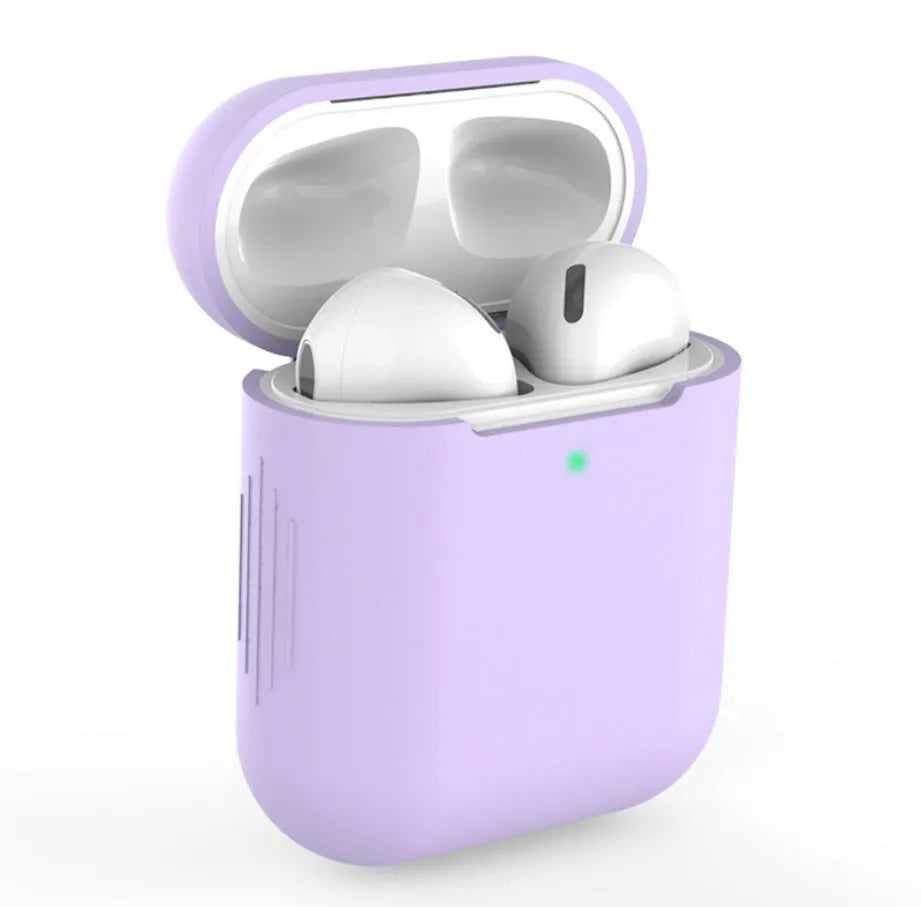 Silicone protective case cover for Apple AirPods 2 wireless earbuds in multiple colour options