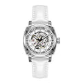 Mechanical watch with luminous hands and leather strap in choice of colours