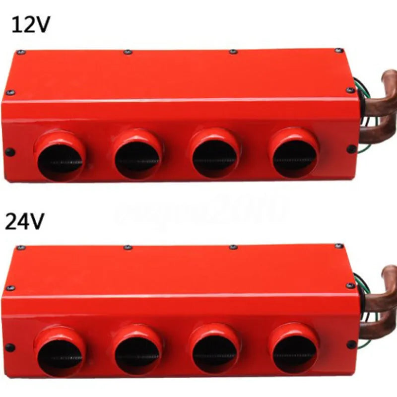 Metal auxiliary car heater with copper pipe connections for 12V 24V vehicle heating systems