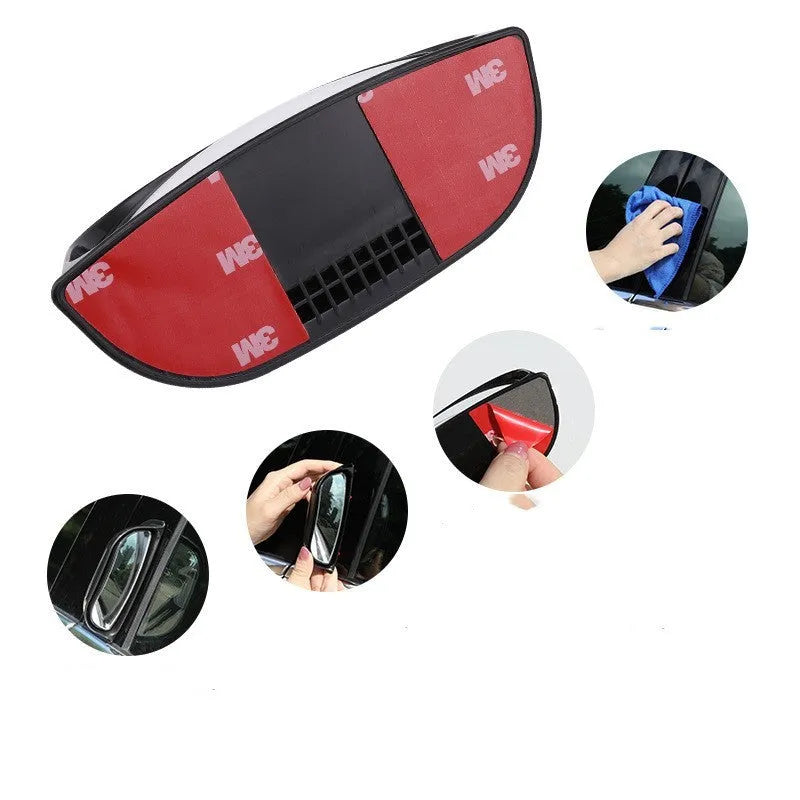 Black universal wide angle car rearview mirror with two-row surface design