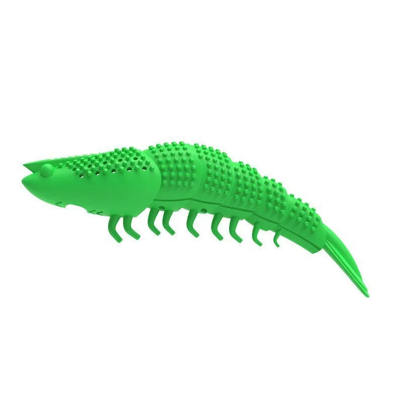 Blue hard rubber cat toy with 360-degree teeth cleaning bristles and internal catnip