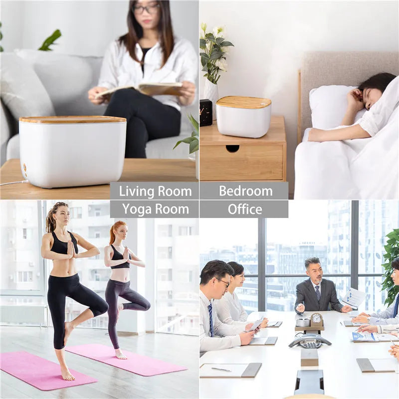 GX-22K white aroma diffuser humidifier with night light on a wooden table.