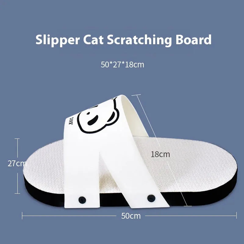 White corrugated paper cat scratch board in a slipper style shape.