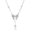 925 silver necklace with heart-shaped butterfly pendant on O-ring chain, adjustable 40-45cm length