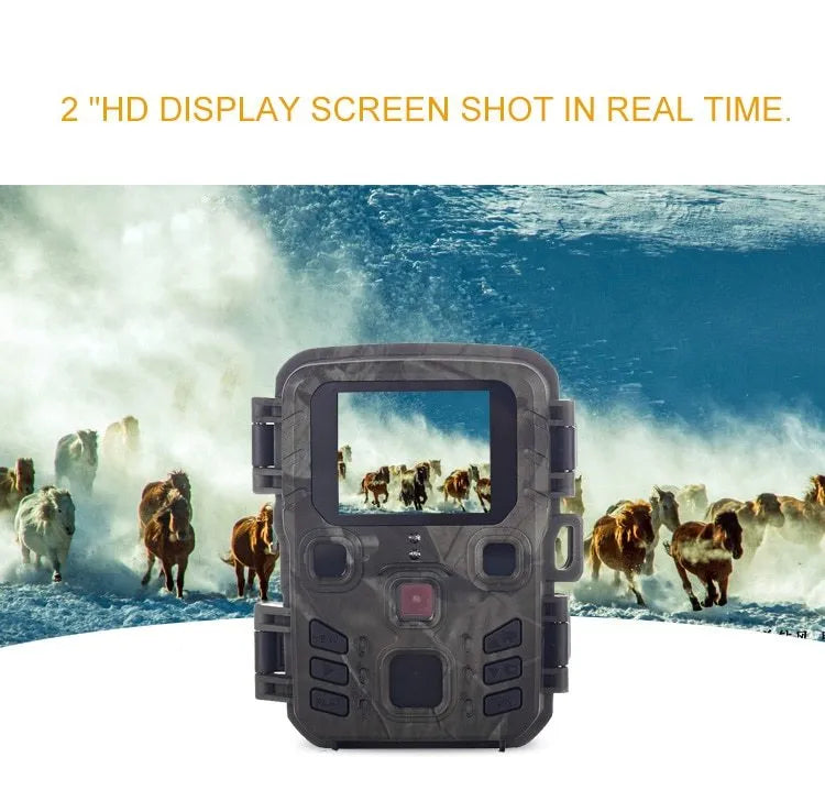 Black monitoring infrared night vision device with 12MP resolution and TF Card storage