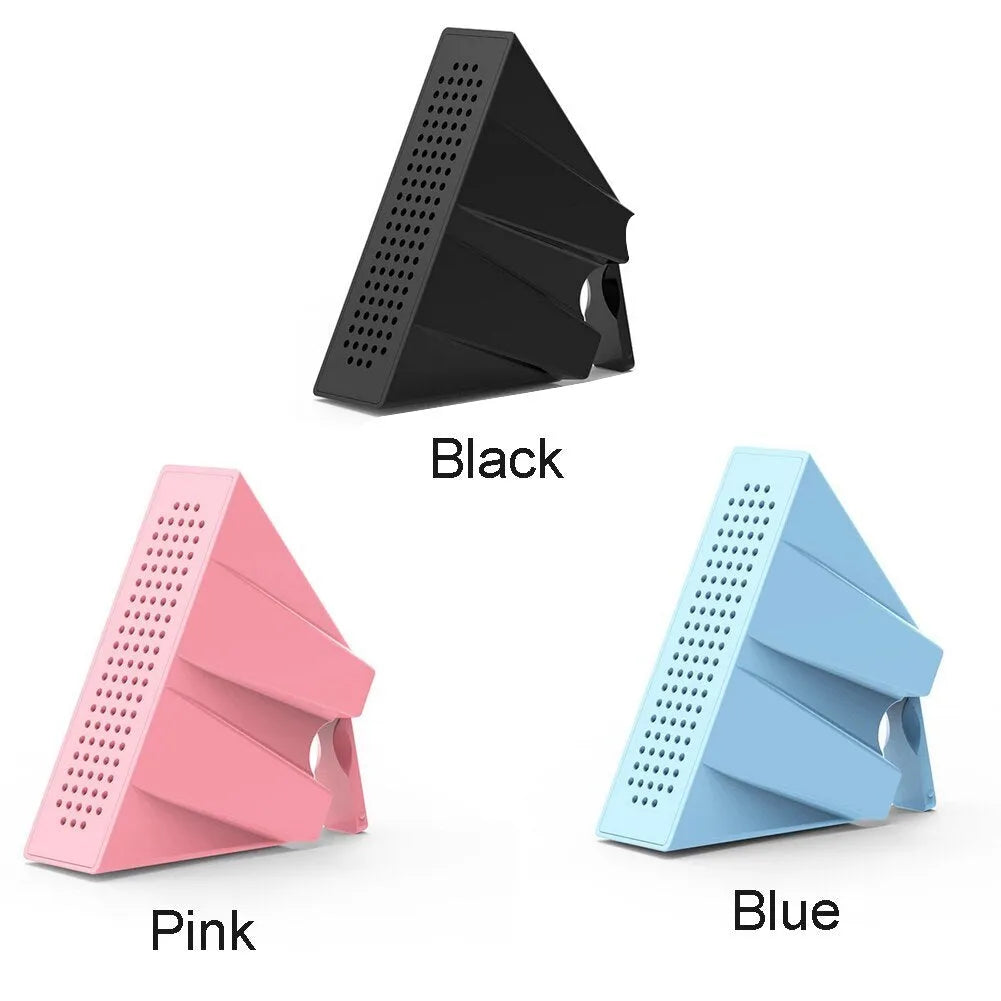 Mobile phone amplifier bracket in ABS plastic showing horizontal film viewing and vertical music listening positions