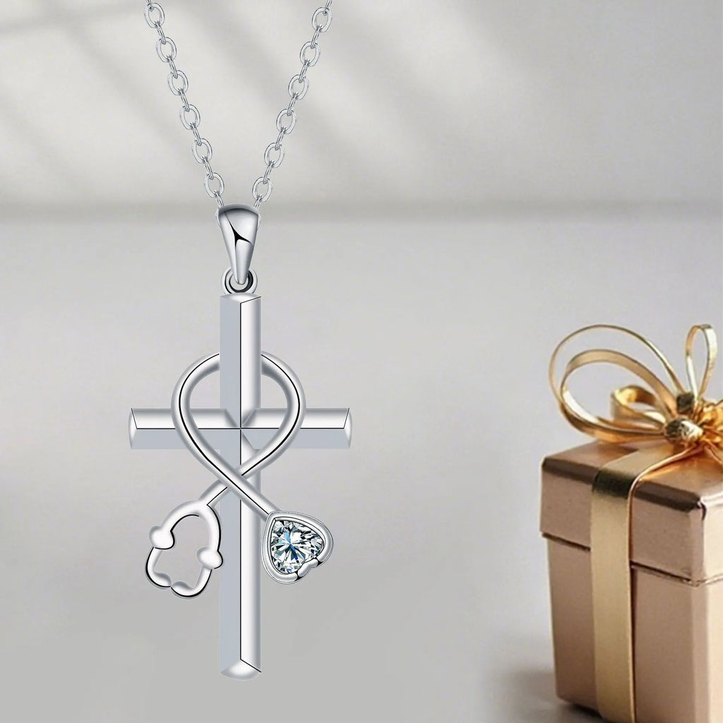 Original design cross stethoscope necklace with copper pendant and electroplated finish