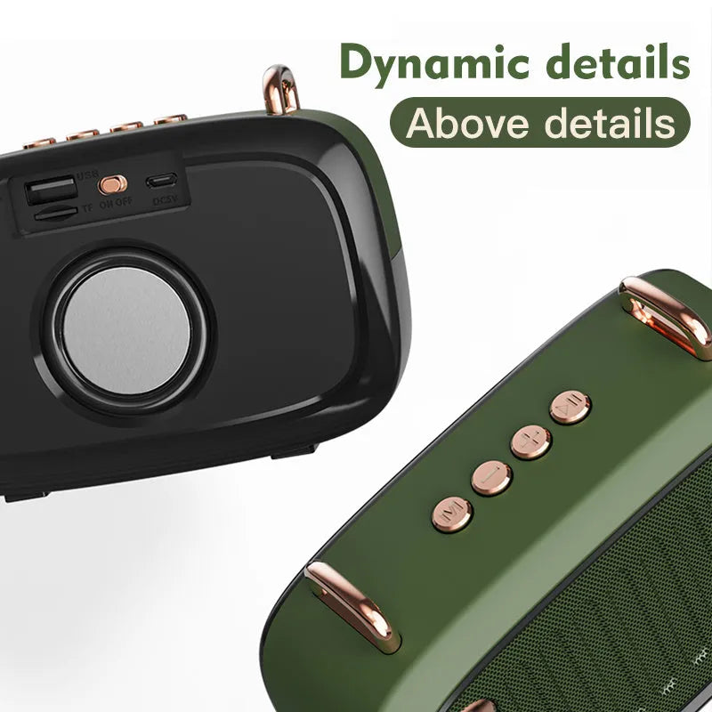 Portable mini Bluetooth speaker with plastic shell in choice of five colours including black, blue, green, grey, and orange
