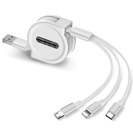 3-in-1 telescopic charging cable extended to 120 cm with titanium alloy connectors