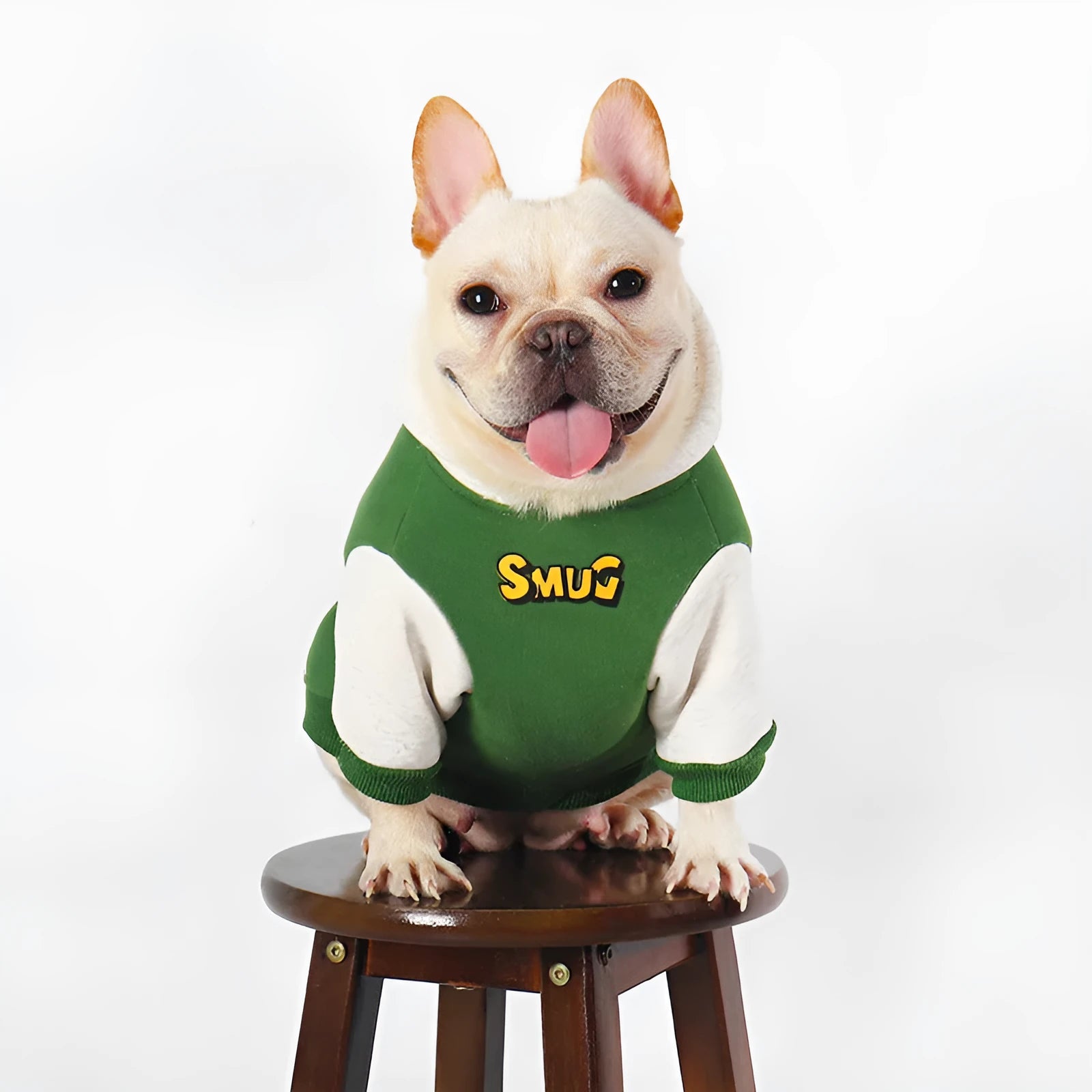 Green cotton dog jumper for large breeds, shown in sizes from L to 4XL.