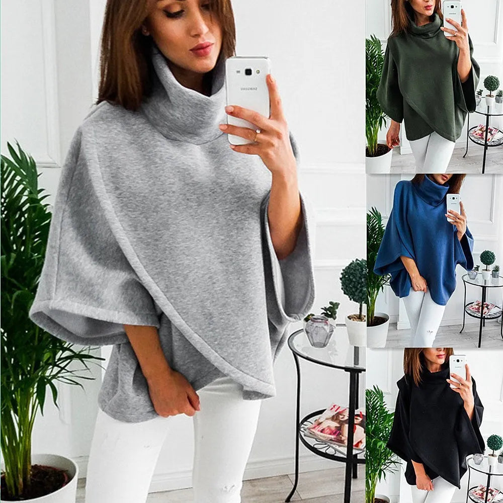Women's longline batwing cardigan in cotton blend fabric with fleece lining
