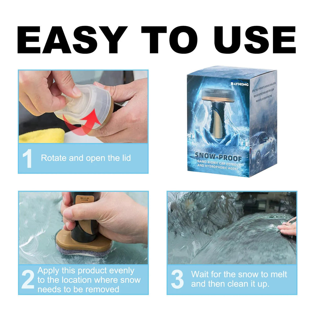 Car snow brush with hydrophobic nano coating and compact PE plastic handle